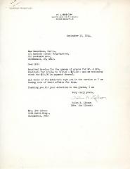 Letter from Helen Libson to Kneseth Israel grave upkeep, September 13, 1944