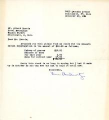 Letter from Lena Berkowitz to Kneseth Israel concerning dues,  December 29, 1964