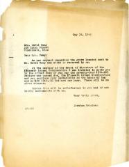 Letter from Kneseth Israel to David Sway concerning a gravesite, May 19, 1942