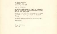 Letter from Kneseth Israel to Julius Weinstein concerning dues, April 16, 1967