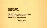Letter from Kneseth Israel to Mrs. Joseph McAdams concerning a funeral bill, May 27, 1966