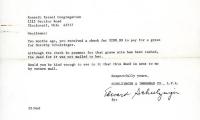 Letter from Schulzinger to Kneseth Israel concerning a grave, April 5, 1973