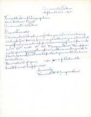 Letter from Hannah Morgenstern to Kneseth Israel concerning a grave reservation, September 12, 1965