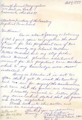 Letter from Abe Ostraw to Kneseth Israel concerning perpetual care, October 7, 1973