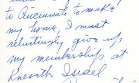 Letter from Aaron Horowitz to Kneseth Israel concerning giving up his membership due to moving, October 11, 1966