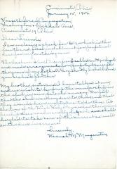 Letter from Hannah Morgenstern to Kneseth Israel concerning perpetual care, January 15, 1956