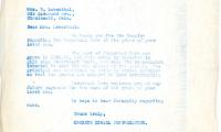 Letter from Kneseth Israel to Mrs, B. Lowenthal concerning perpetual care, September 2, 1953