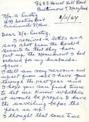 Letter from Mrs. Gallaman to Kneseth Israel concerning a gravesite, August 11, 1964