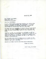 Letter from Kneseth Israel to Nathan Moschinsky concerning dues, April 27, 1964