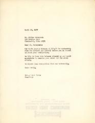 Letter from Kneseth Israel to Julius Weinstein concerning dues, April 16, 1967