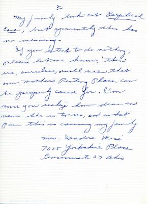 Letter from Isadore Wise to Kneseth Israel concerning a grave site, June 18, 1960