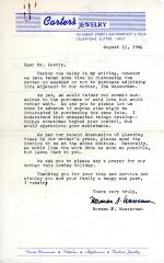 Letter from Norman Wasserman to Kneseth Israel concerning a grave reservation, August 12, 1964
