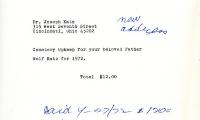 Cemetery upkeep statement for Joseph Katz, April 17, 1972