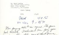 Cemetery upkeep statement for Lean Levine from Kneseth Israel, May 21, 1971