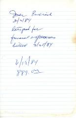 Emelich Iser's cemetery account statement from Kneseth Israel beginning February 3, 1984