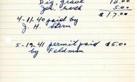 Sam Israel's cemetery account statement from Kneseth Israel beginning April 11, 1940