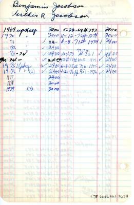 Benjamin Jacobson's cemetery account statement from Kneseth Israel beginning in 1945