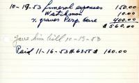 Isaac Iser's cemetery account statement from Kneseth Israel beginning October 19, 1953