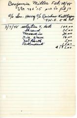 Benjamin Miller's cemetery account statement from Kneseth Israel, beginning March 7, 1945