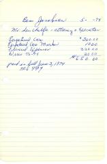 Bess Jacobson's cemetery account statement from Kneseth Israel beginning May, 1974