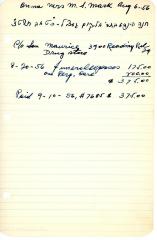 Anna Mark's cemetery account statement from Kneseth Israel, beginning August 20, 1956