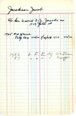 Jacob Jacobson's cemetery account statement from Kneseth beginning in 1965
