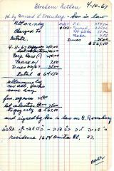 Abraham Nathan's cemetery account statement from Kneseth Israel, beginning April 11, 1967