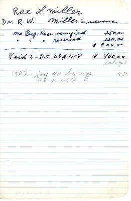 Rae Miller's cemetery account statement from Kneseth Israel, beginning March 25, 1968