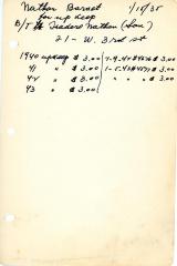 Barnett Nathan's cemetery account statement from Kneseth Israel, beginning in 1940