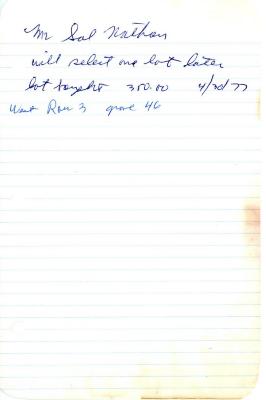Sol Nathan's cemetery account statement from Kneseth Israel, undated