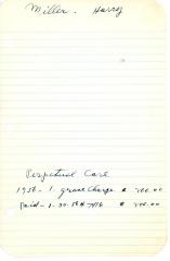 Harry Miller's cemetery account statement from Kneseth Israel, beginning in 1956