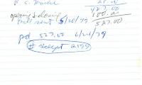 Fannie Passel's cemetery account statement from Kneseth Israel, beginning May 20, 1979