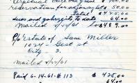 Sam Miller's cemetery account statement from Kneseth Israel, beginning February 22, 1961