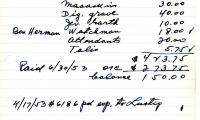 Louis Nathan's cemetery account statement from Kneseth Israel, beginning February 9, 1953
