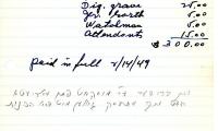 Isser Muskat's cemetery account statement from Kneseth Israel, begins with February 14, 1949