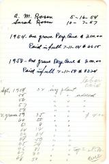 A.M. Rosen's cemetery account statement from Kneseth Israel, beginning in 1954