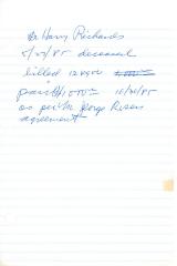Harry Richards's cemetery account statement from Kneseth Israel, beginning May 27, 1985