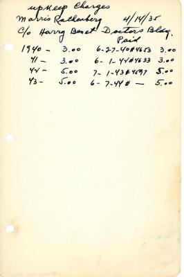 Morris Rathenberg's cemetery account statement from Kneseth Israel, beginning 1940