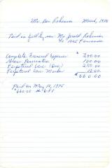 Ben Robinson's cemetery account statement from Kneseth Israel, beginning May 12, 1975