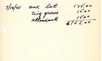 Rose Rinkin's cemetery account statement from Kneseth Israel, beginning July 16, 1945