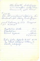 Dorothy Schulzinger's cemetery account statement from Kneseth Israel, beginning February 14, 1973