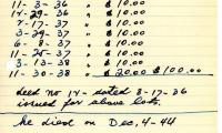 Isaac Sher's cemetery account statement from Kneseth Israel, beginning August 17, 1936