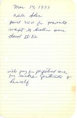 Edith Sher's cemetery account statement from Kneseth Israel ,beginning March 14, 1977