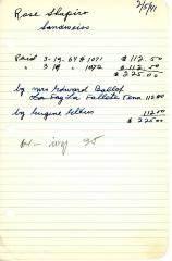 Rose Shapiro's cemetery account statement from Kneseth Israel, beginning March 19, 1964