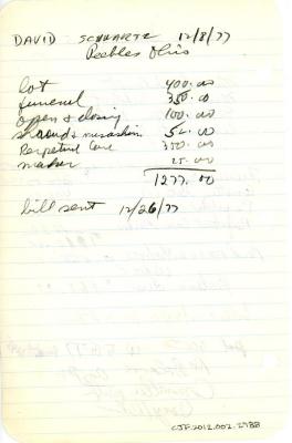 Pauline Schwartz's cemetery account statement from Kneseth Israel, beginning August 28, 1955