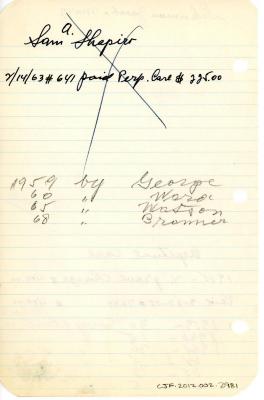 Jacob Schuman's cemetery account statement from Kneseth Israel, beginning in 1955