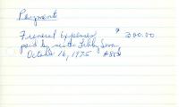 Jacob Sway's cemetery account statement from Kneseth Israel, beginning September 20, 1974