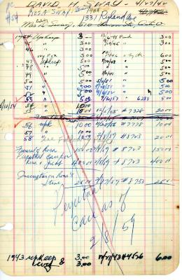 David Sway's cemetery account statement from Kneseth Israel, beginning 1944