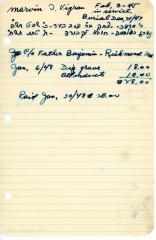 Marvin Vigran's cemetery account statement from Kneseth Israel, beginning January 6, 1948