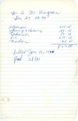 Dr. A.M. Wigser's cemetery account statement from Kneseth Israel, beginning January 16, 1980